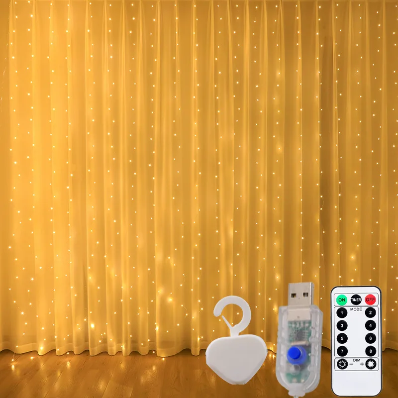 LED Curtain Lights Warm Fairy String Lights Festival USB Lighting Rainbow Window Lamp Home Bedroom Wedding Christmas Decoration