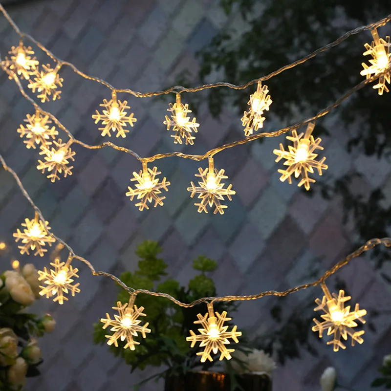 1/3/6M LED Snowflake Fairy Lights Battery/USB Power Copper Wire Garland Light New Year Garden Outdoor Wedding Living Room Decor