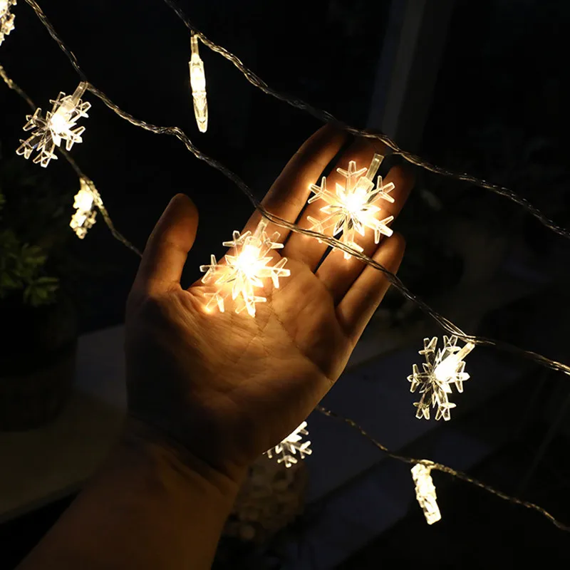 1/3/6M LED Snowflake Fairy Lights Battery/USB Power Copper Wire Garland Light New Year Garden Outdoor Wedding Living Room Decor