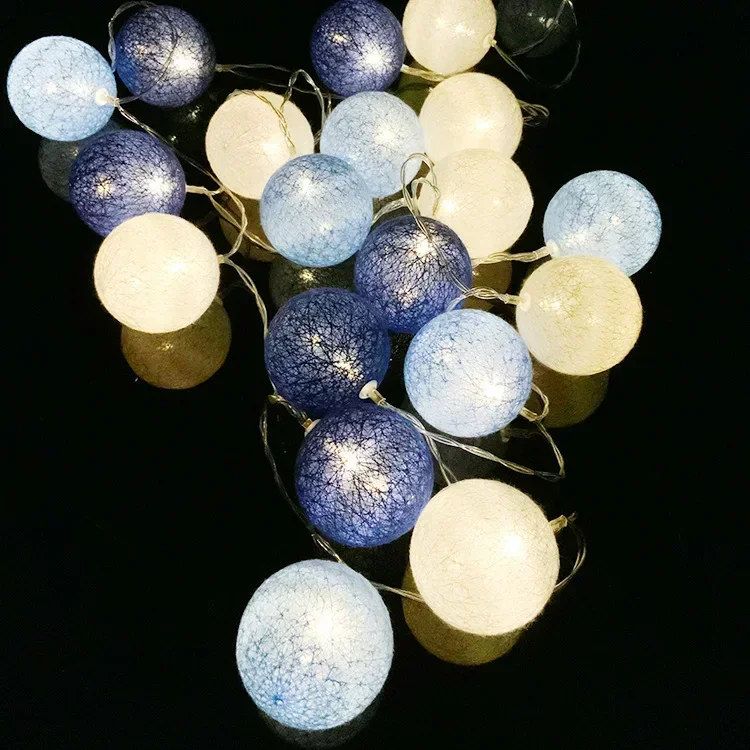 20LED Cotton Balls String Lights Garland Fairy Street Lights Christmas Decorations for Home Outdoor Wedding Garden Patio Lights