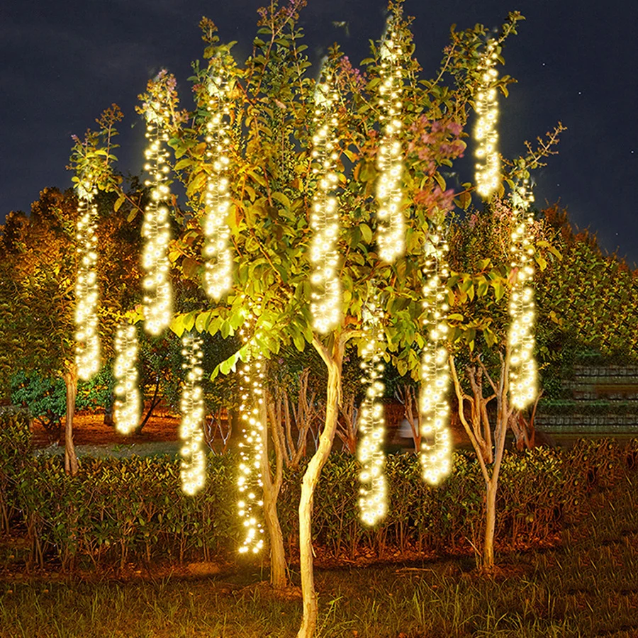 EU Plug 360LED Meteor Shower String Lights Outdoor Waterproof Christmas Fairy Lights Garland for Party Wedding Garden Decor