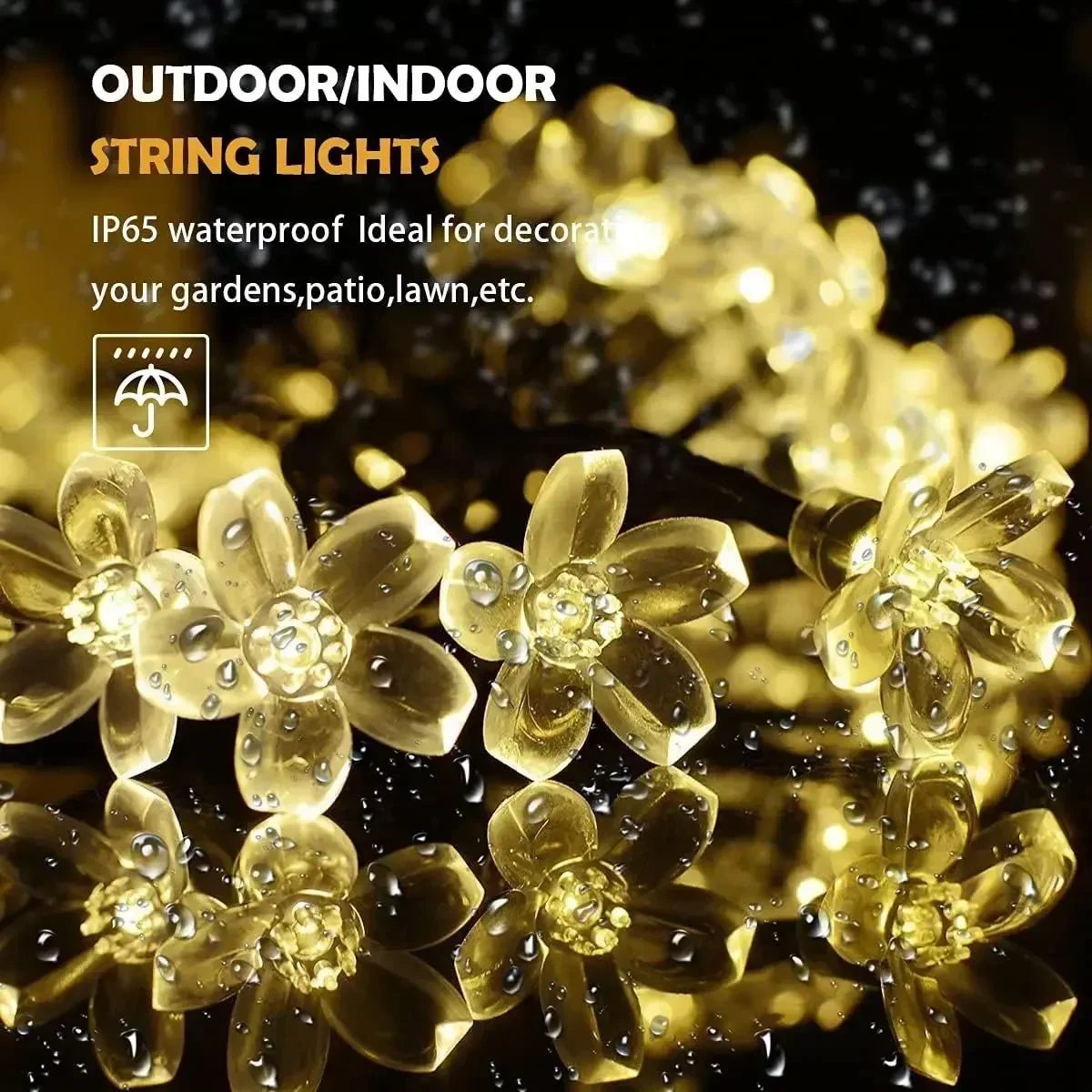 20/50/100/200LED FlowerSolar Garden Light Outdoor String Lights Waterproof Fairy Simulation Floral Garlands Christmas Decoration