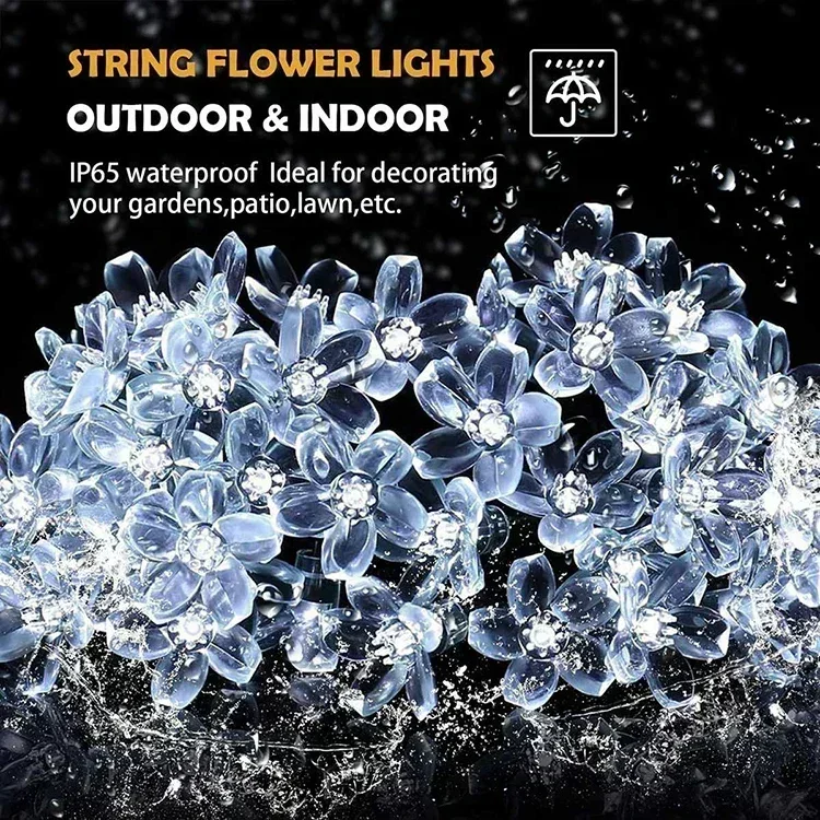 20/50/100/200LED FlowerSolar Garden Light Outdoor String Lights Waterproof Fairy Simulation Floral Garlands Christmas Decoration