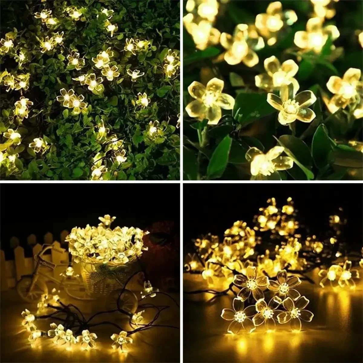 20/50/100/200LED FlowerSolar Garden Light Outdoor String Lights Waterproof Fairy Simulation Floral Garlands Christmas Decoration