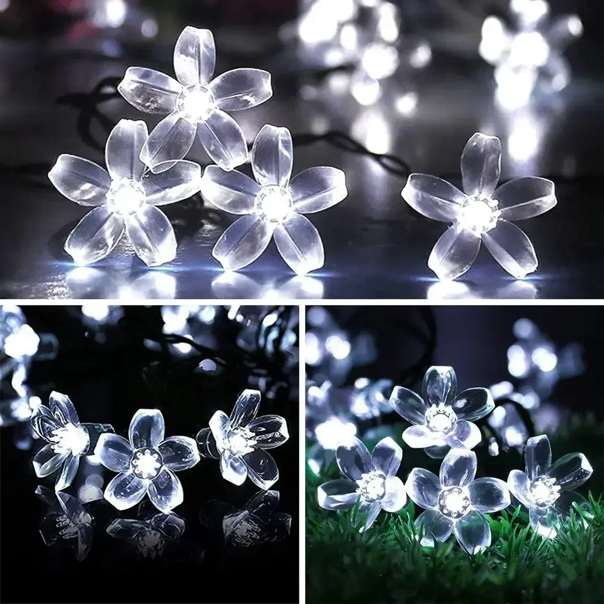 20/50/100/200LED FlowerSolar Garden Light Outdoor String Lights Waterproof Fairy Simulation Floral Garlands Christmas Decoration