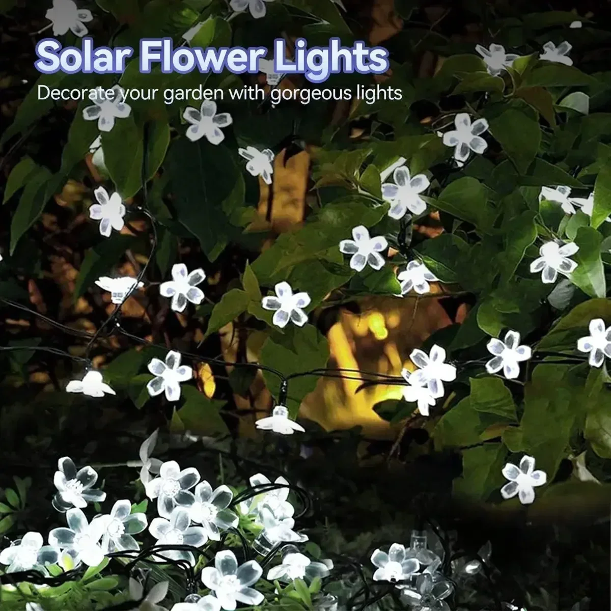 20/50/100/200LED FlowerSolar Garden Light Outdoor String Lights Waterproof Fairy Simulation Floral Garlands Christmas Decoration