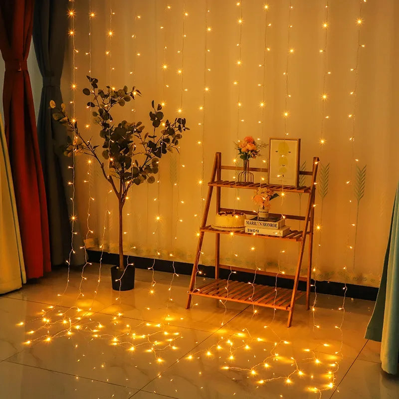 300LED Curtain Fairy Lights 8 Modes Indoor Twinkle String Lights with Remote Bedroom Window Wedding Party Wall Decor Christmas