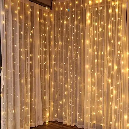 300LED Curtain Fairy Lights 8 Modes Indoor Twinkle String Lights with Remote Bedroom Window Wedding Party Wall Decor Christmas