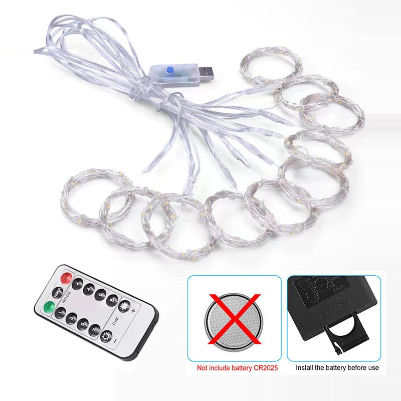 300LED Curtain Fairy Lights 8 Modes Indoor Twinkle String Lights with Remote Bedroom Window Wedding Party Wall Decor Christmas