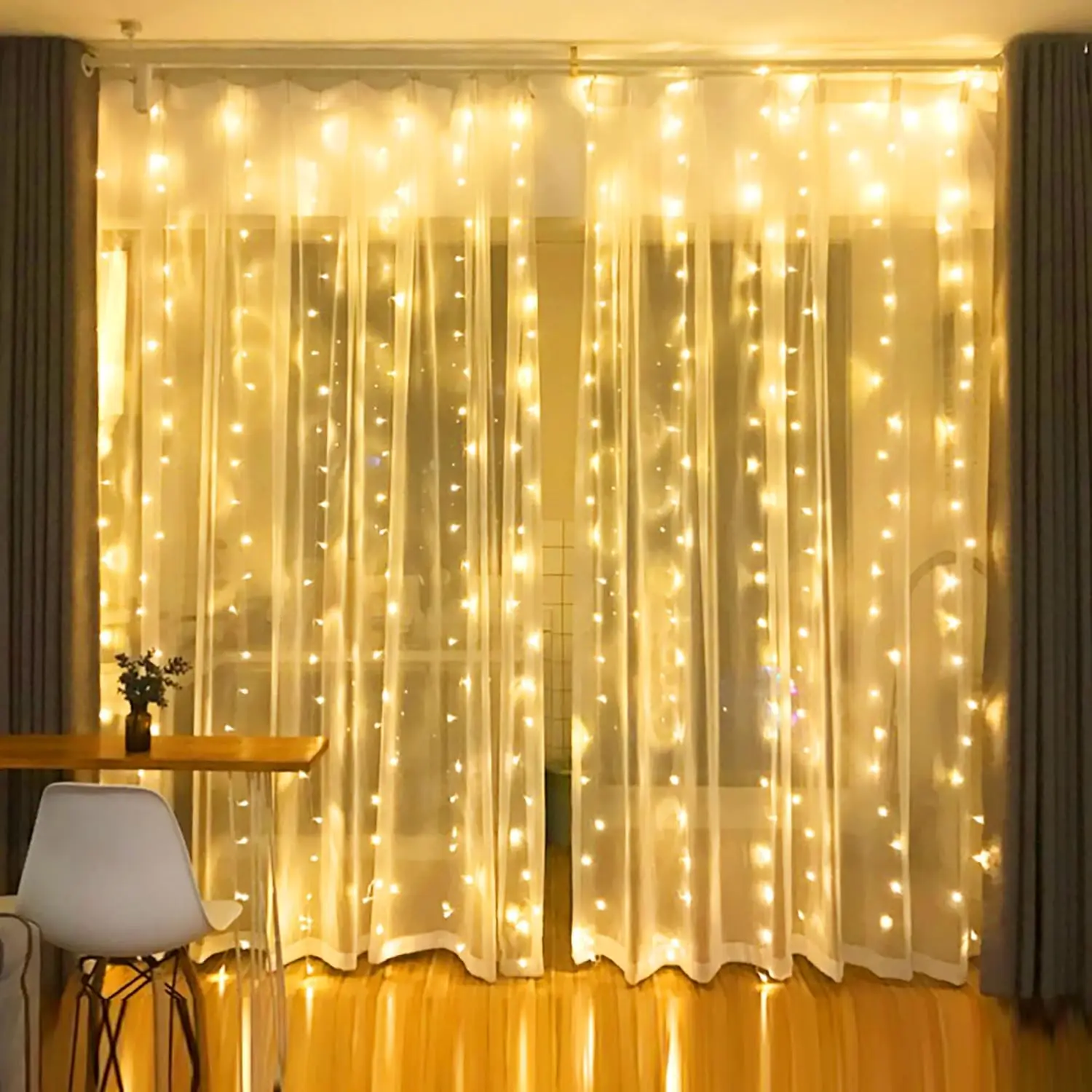 300LED Curtain Fairy Lights 8 Modes Indoor Twinkle String Lights with Remote Bedroom Window Wedding Party Wall Decor Christmas