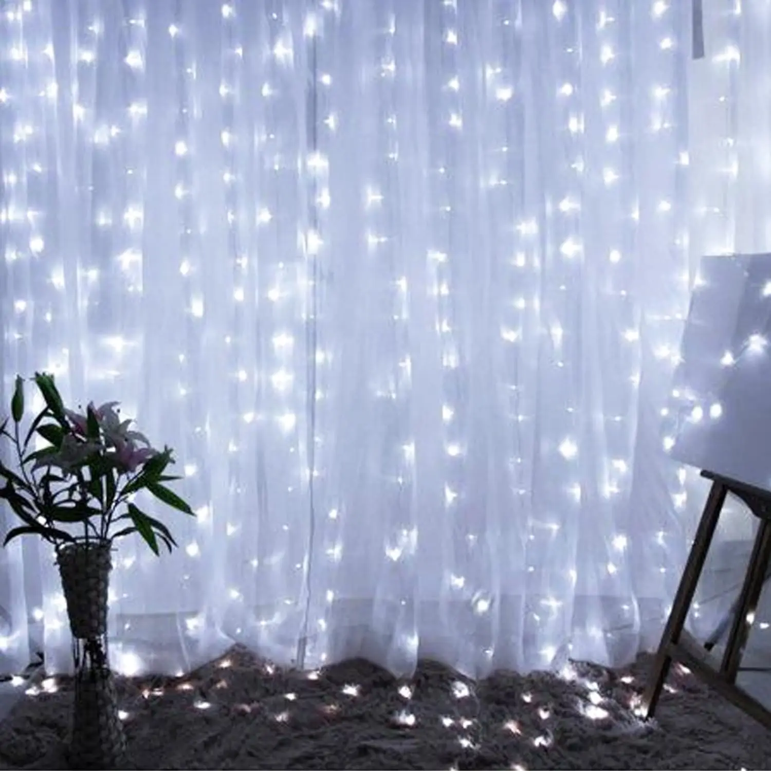 300LED Curtain Fairy Lights 8 Modes Indoor Twinkle String Lights with Remote Bedroom Window Wedding Party Wall Decor Christmas
