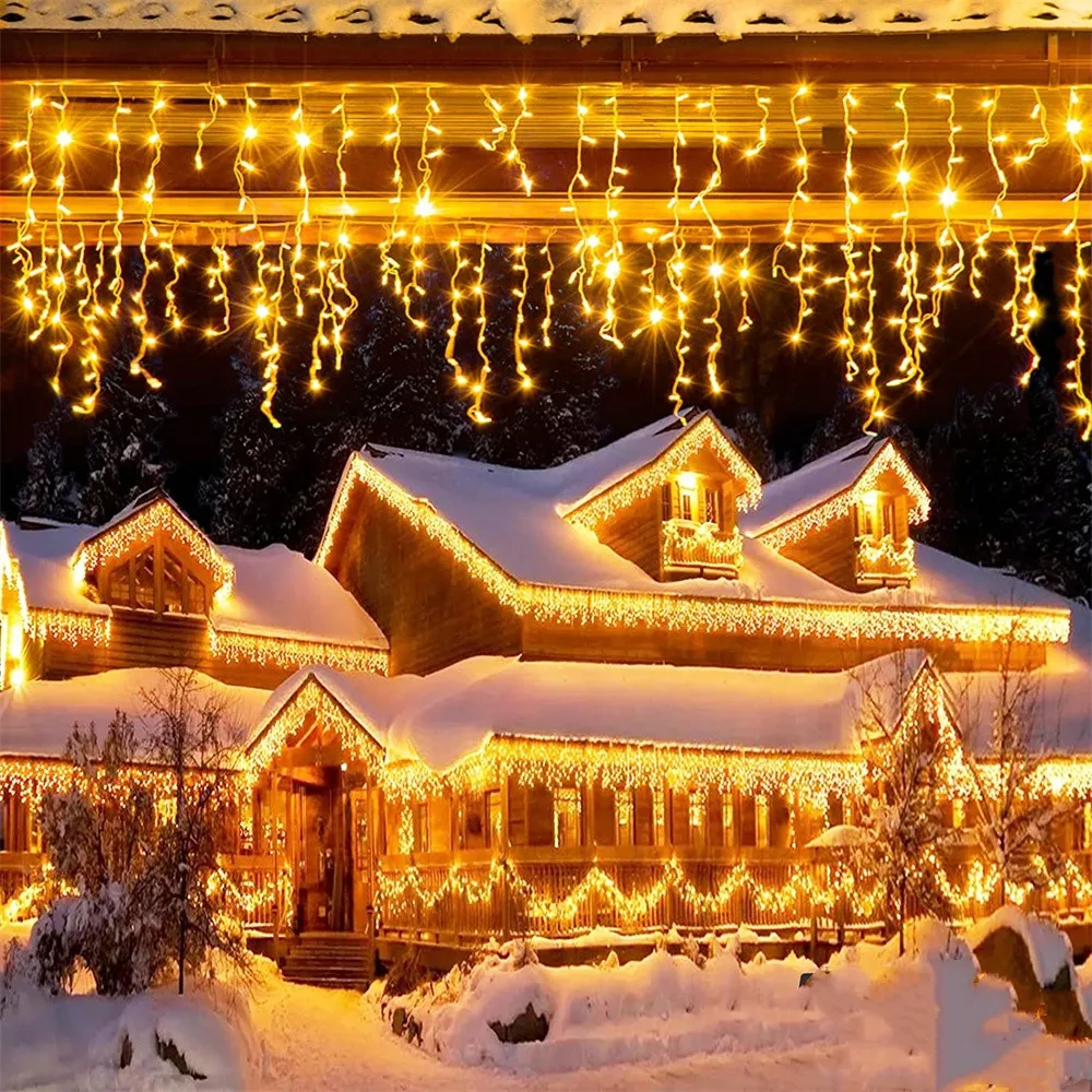 Christmas Garland LED Curtain Icicle String Light 220V 4.5m 100Leds Indoor Drop LED Party Garden Stage Outdoor Decorative Light