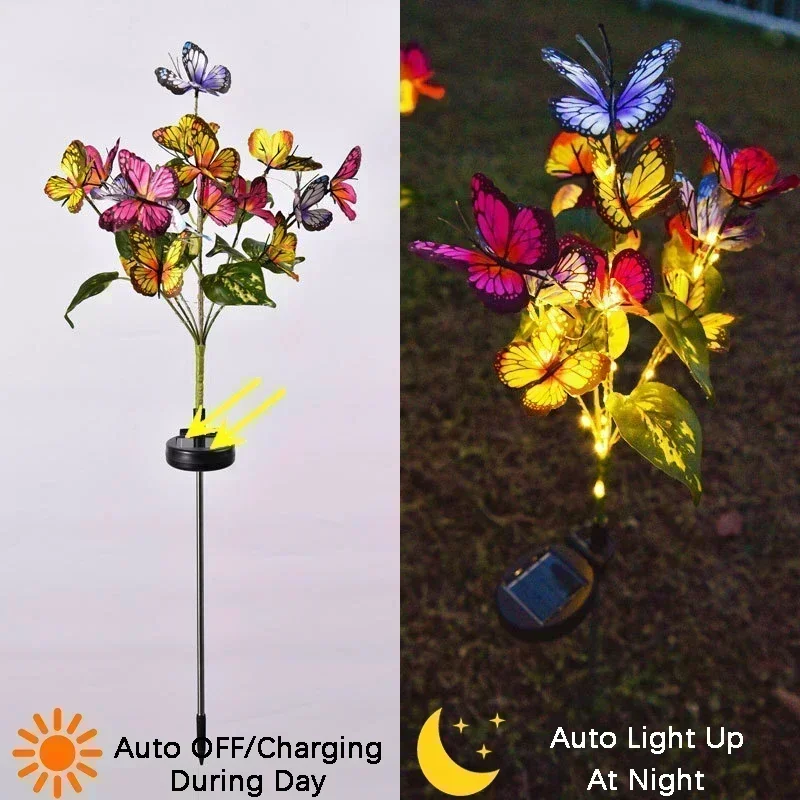 LED Fairy Lawn Lamp Simulation Colorful Butterfly Outdoor Solar Light Camping Garden Sunmmer Landscape Lighting Wedding Decor