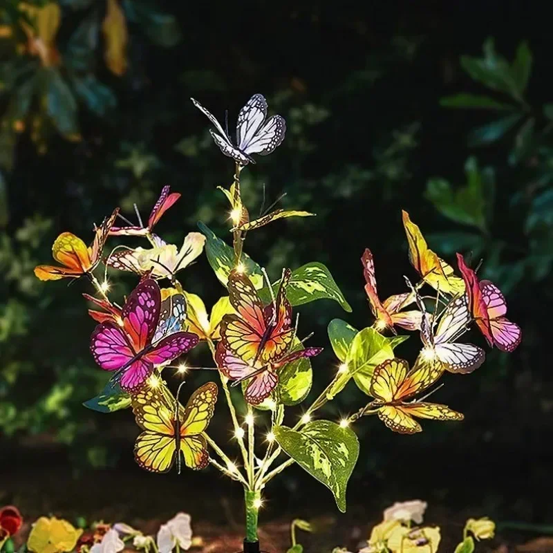 LED Fairy Lawn Lamp Simulation Colorful Butterfly Outdoor Solar Light Camping Garden Sunmmer Landscape Lighting Wedding Decor