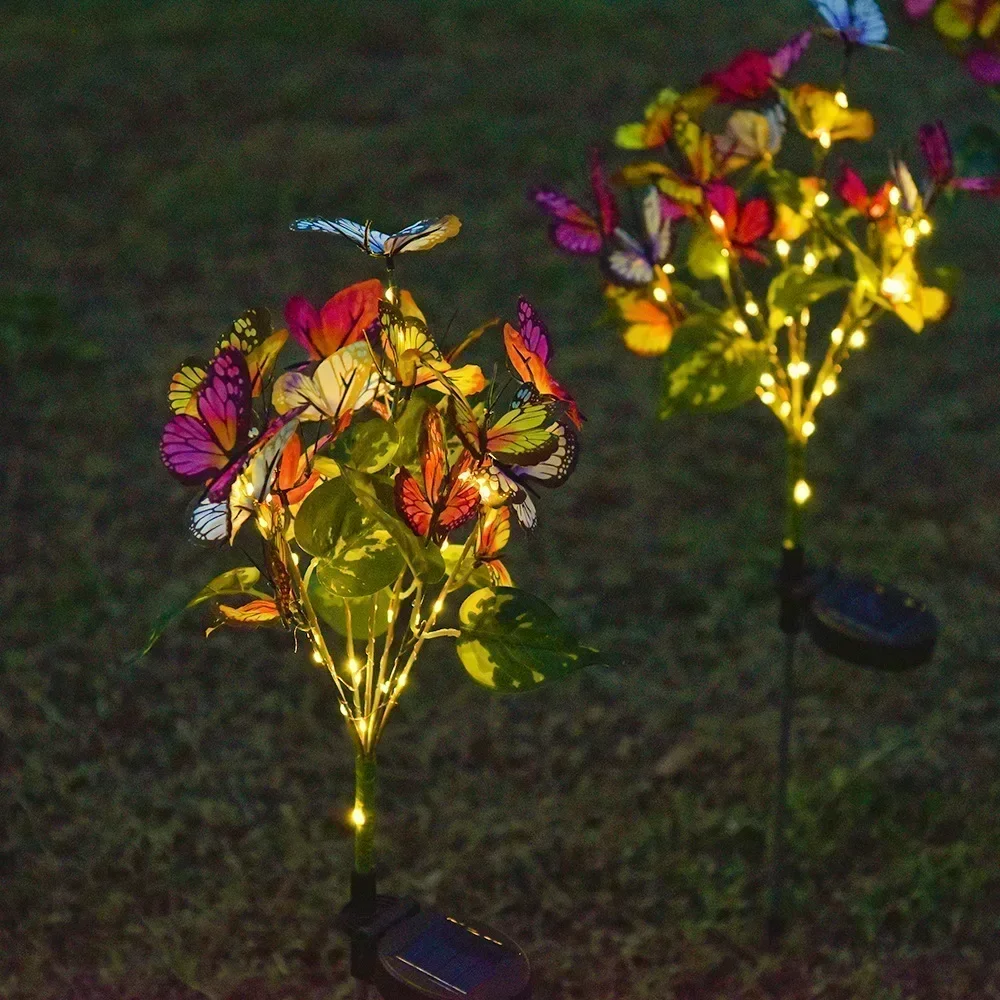 LED Fairy Lawn Lamp Simulation Colorful Butterfly Outdoor Solar Light Camping Garden Sunmmer Landscape Lighting Wedding Decor