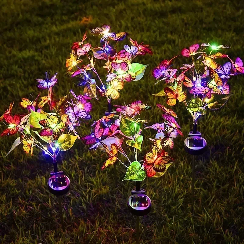 LED Fairy Lawn Lamp Simulation Colorful Butterfly Outdoor Solar Light Camping Garden Sunmmer Landscape Lighting Wedding Decor
