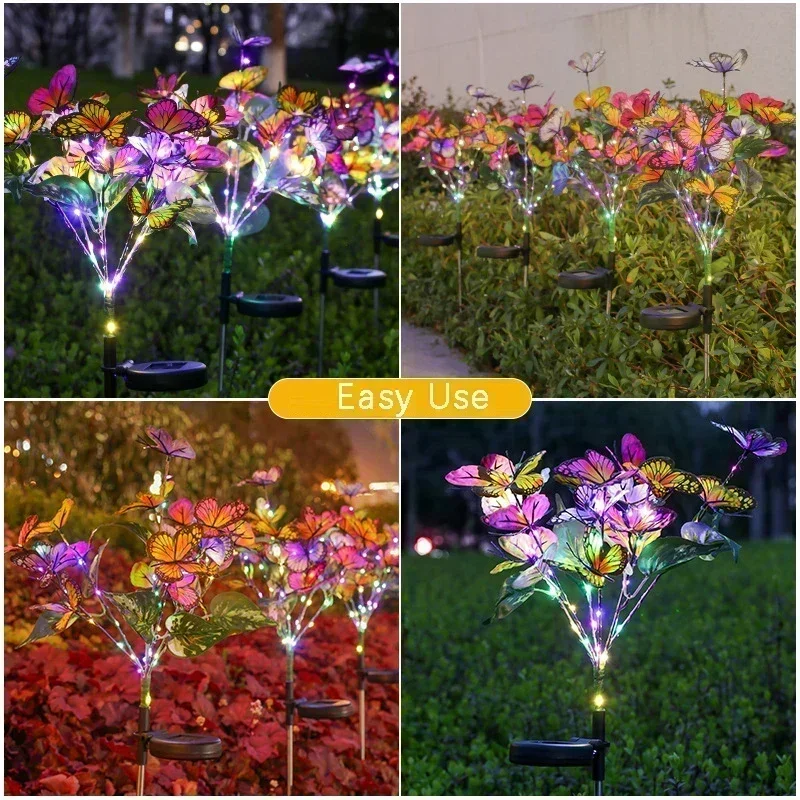 LED Fairy Lawn Lamp Simulation Colorful Butterfly Outdoor Solar Light Camping Garden Sunmmer Landscape Lighting Wedding Decor