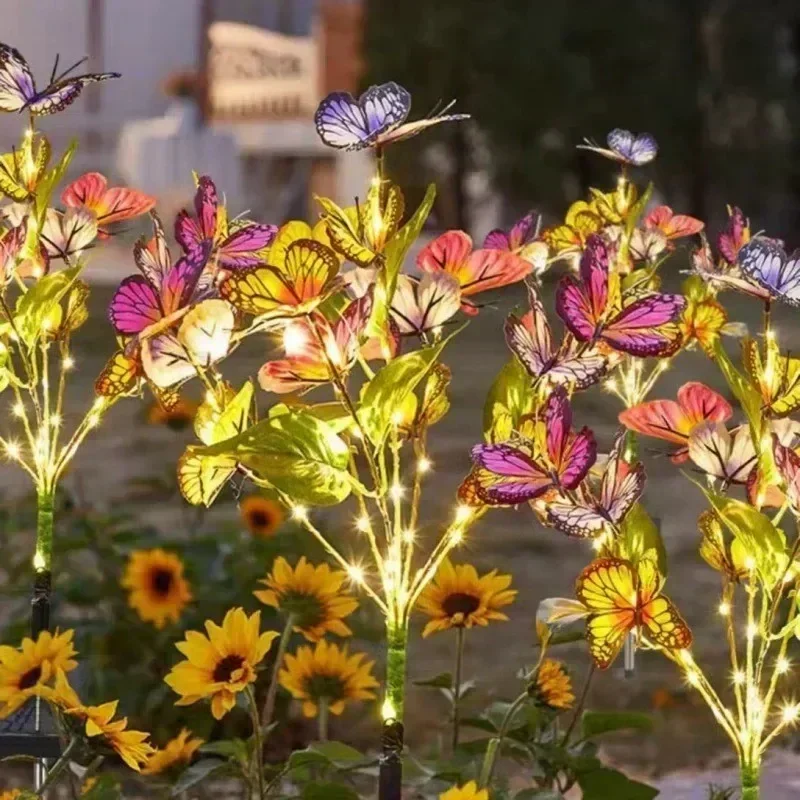 LED Fairy Lawn Lamp Simulation Colorful Butterfly Outdoor Solar Light Camping Garden Sunmmer Landscape Lighting Wedding Decor