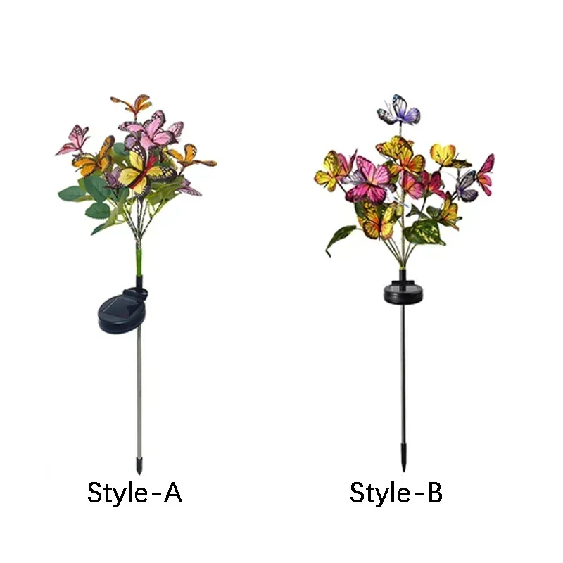 LED Fairy Lawn Lamp Simulation Colorful Butterfly Outdoor Solar Light Camping Garden Sunmmer Landscape Lighting Wedding Decor