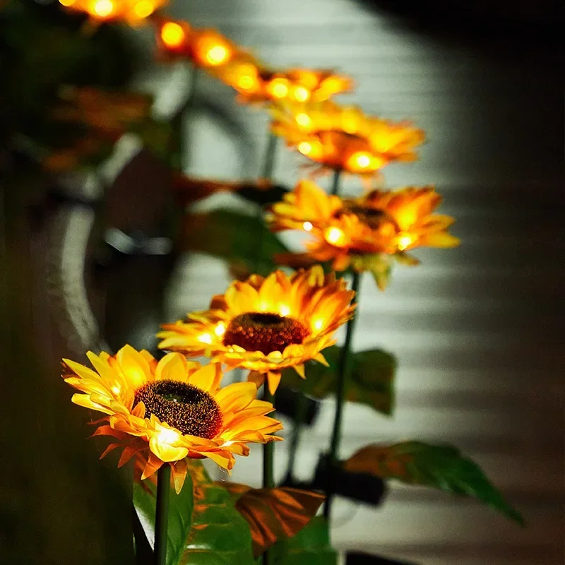 Sunflower Solar Lights Outdoor with 3LED/1LED Sunflower Yellow Flower Lights for Home Yard Villa Lawn Garden Pathway Decoration