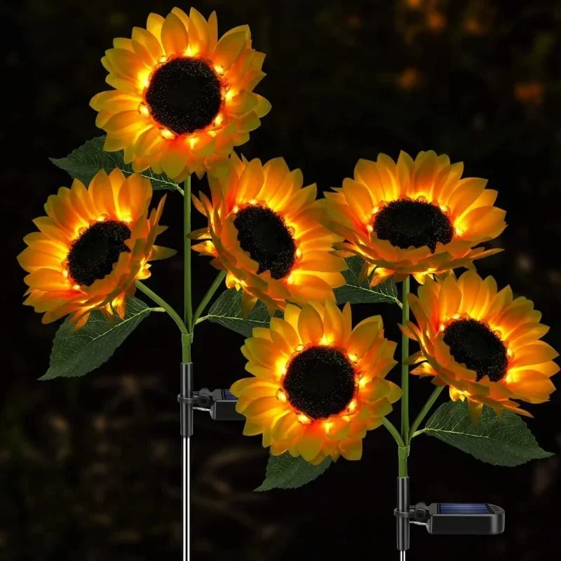 Sunflower Solar Lights Outdoor with 3LED/1LED Sunflower Yellow Flower Lights for Home Yard Villa Lawn Garden Pathway Decoration