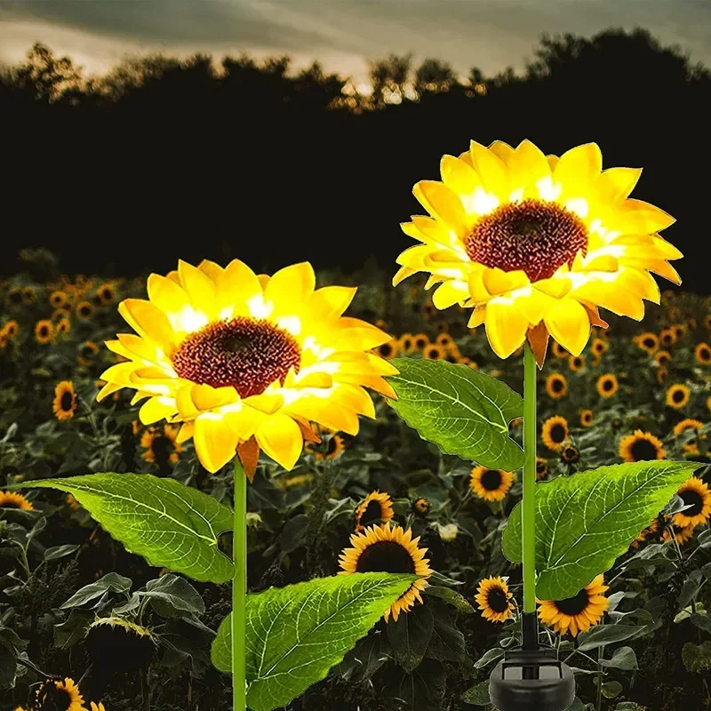 Sunflower Solar Lights Outdoor with 3LED/1LED Sunflower Yellow Flower Lights for Home Yard Villa Lawn Garden Pathway Decoration