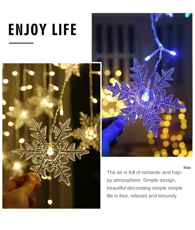Christmas Led Snowflake Icicle Lights Outdoor Garden Garland Fairy String Lights Home Party Decorations 2026 New Year