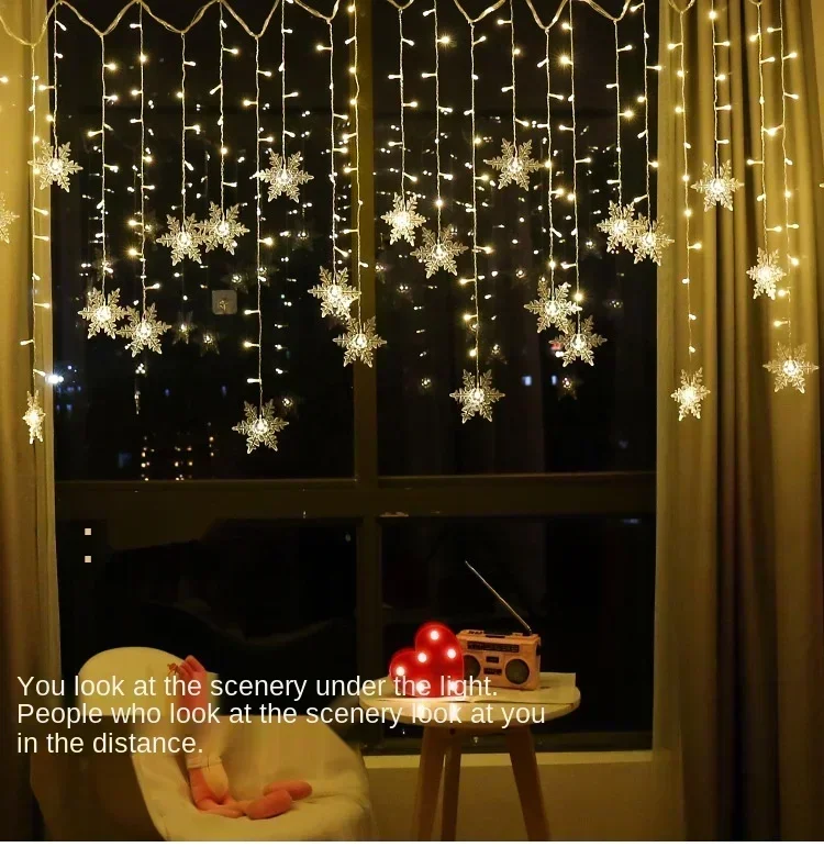 Christmas Led Snowflake Icicle Lights Outdoor Garden Garland Fairy String Lights Home Party Decorations 2026 New Year