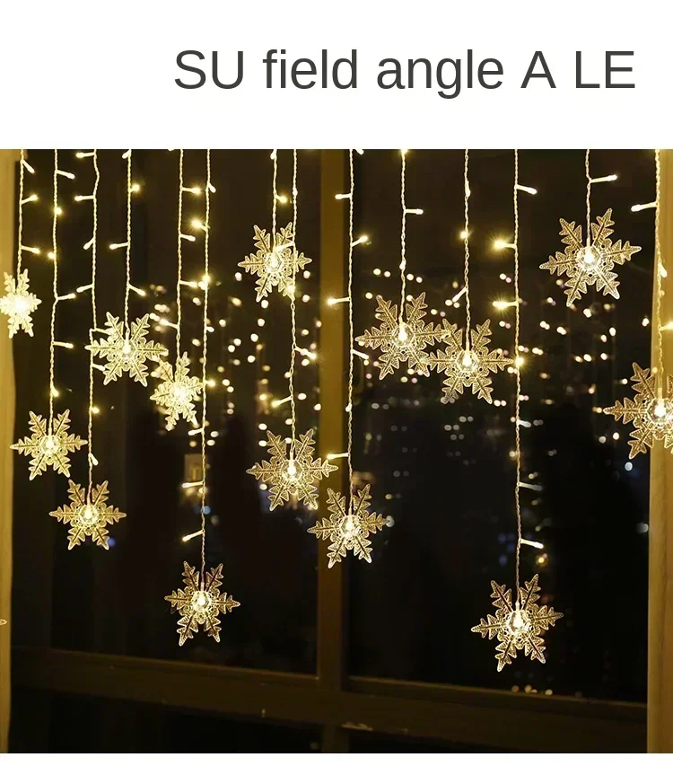 Christmas Led Snowflake Icicle Lights Outdoor Garden Garland Fairy String Lights Home Party Decorations 2026 New Year