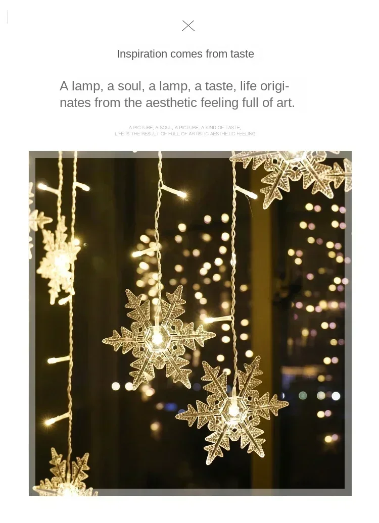 Christmas Led Snowflake Icicle Lights Outdoor Garden Garland Fairy String Lights Home Party Decorations 2026 New Year