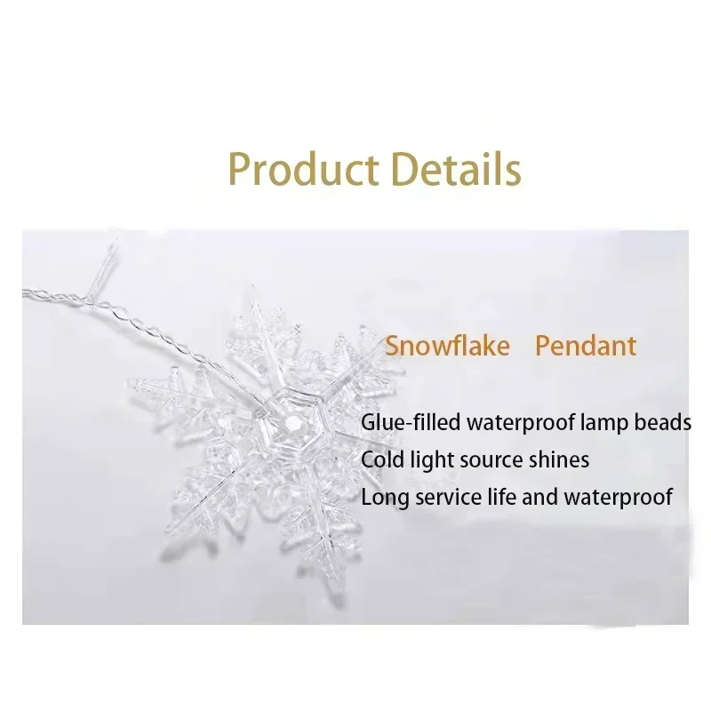 Christmas Led Snowflake Icicle Lights Outdoor Garden Garland Fairy String Lights Home Party Decorations 2026 New Year