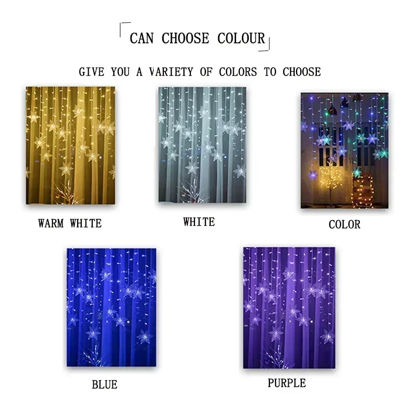 Christmas Led Snowflake Icicle Lights Outdoor Garden Garland Fairy String Lights Home Party Decorations 2026 New Year