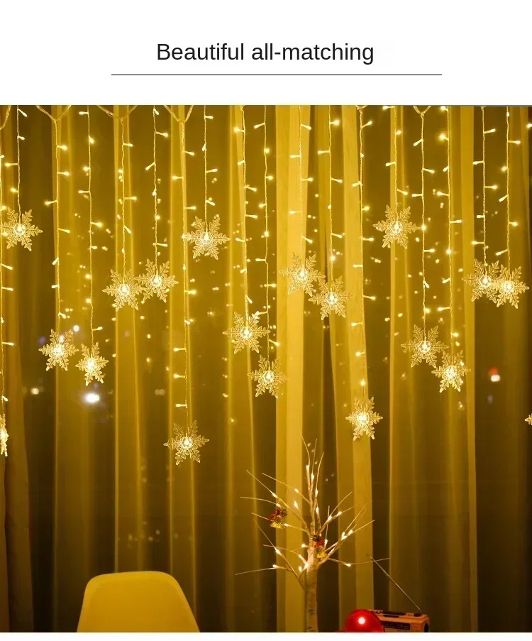Christmas Led Snowflake Icicle Lights Outdoor Garden Garland Fairy String Lights Home Party Decorations 2026 New Year