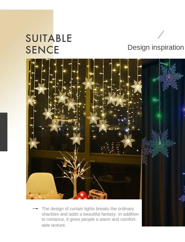 Christmas Led Snowflake Icicle Lights Outdoor Garden Garland Fairy String Lights Home Party Decorations 2026 New Year