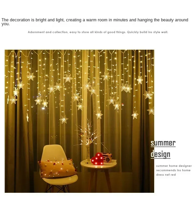 Christmas Led Snowflake Icicle Lights Outdoor Garden Garland Fairy String Lights Home Party Decorations 2026 New Year