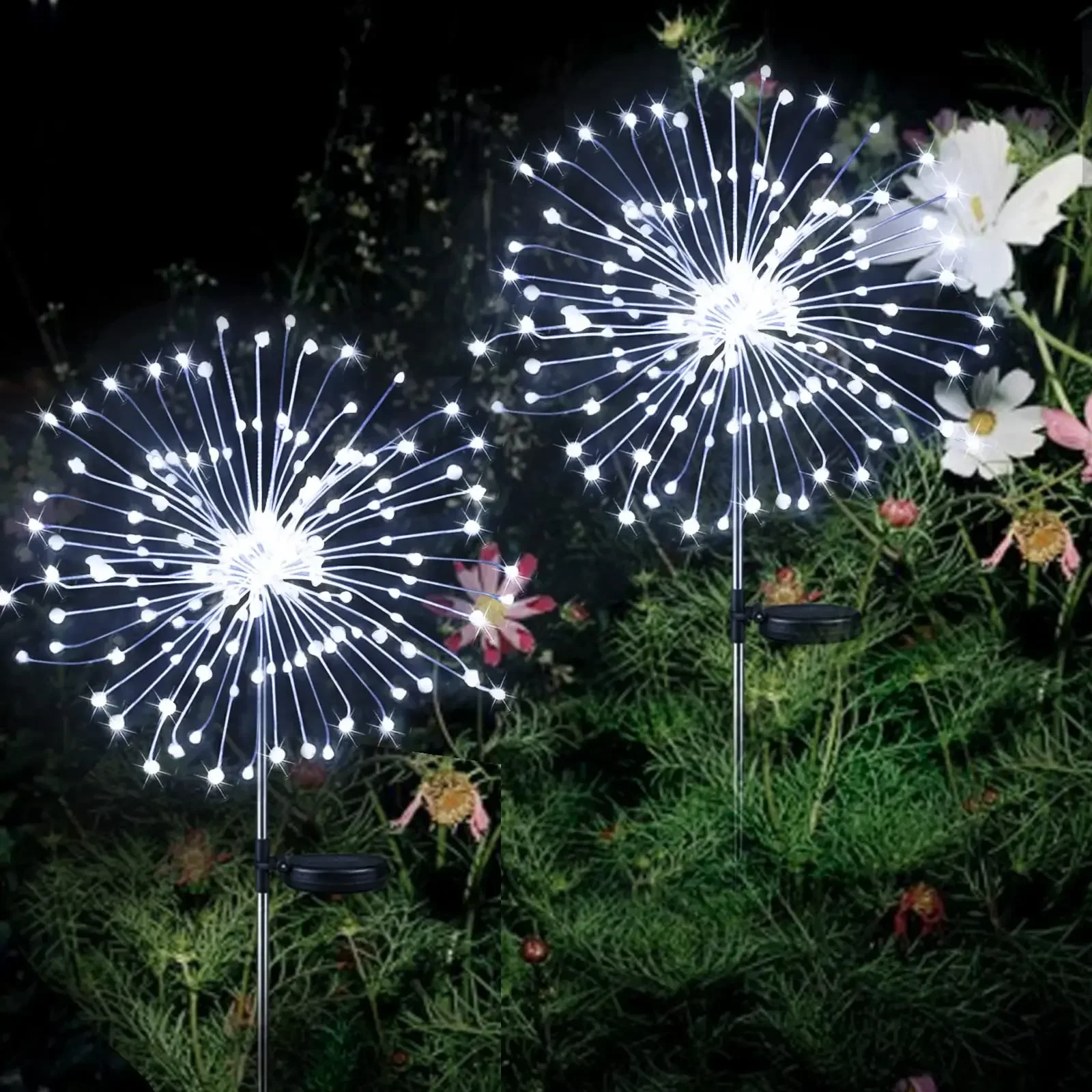 LED Solar Powered Firework Lights Garland Outdoor Waterproof Garland Christmas Ornaments Garden Party Xmas New Year's Decor