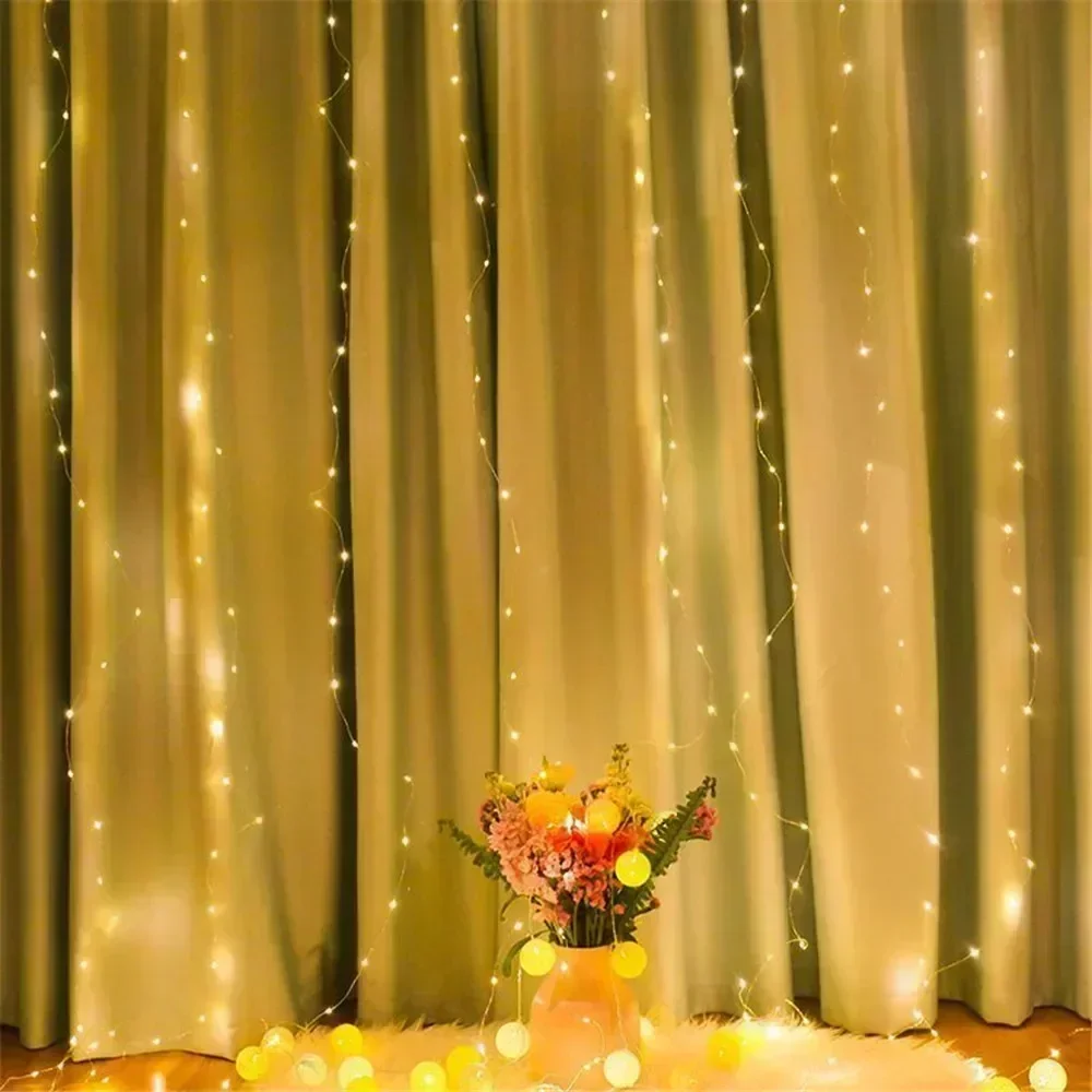 Christmas Decor Led Curtain Garland on The Window USB Power Fairy Lights Festoon with Remote New Year 2026 Garland Led Lights