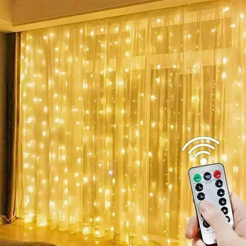 Christmas Decor Led Curtain Garland on The Window USB Power Fairy Lights Festoon with Remote New Year 2026 Garland Led Lights