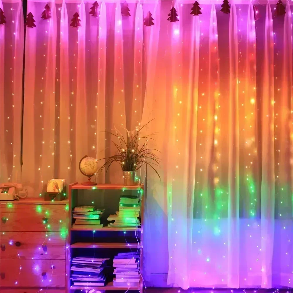 Christmas Decor Led Curtain Garland on The Window USB Power Fairy Lights Festoon with Remote New Year 2026 Garland Led Lights