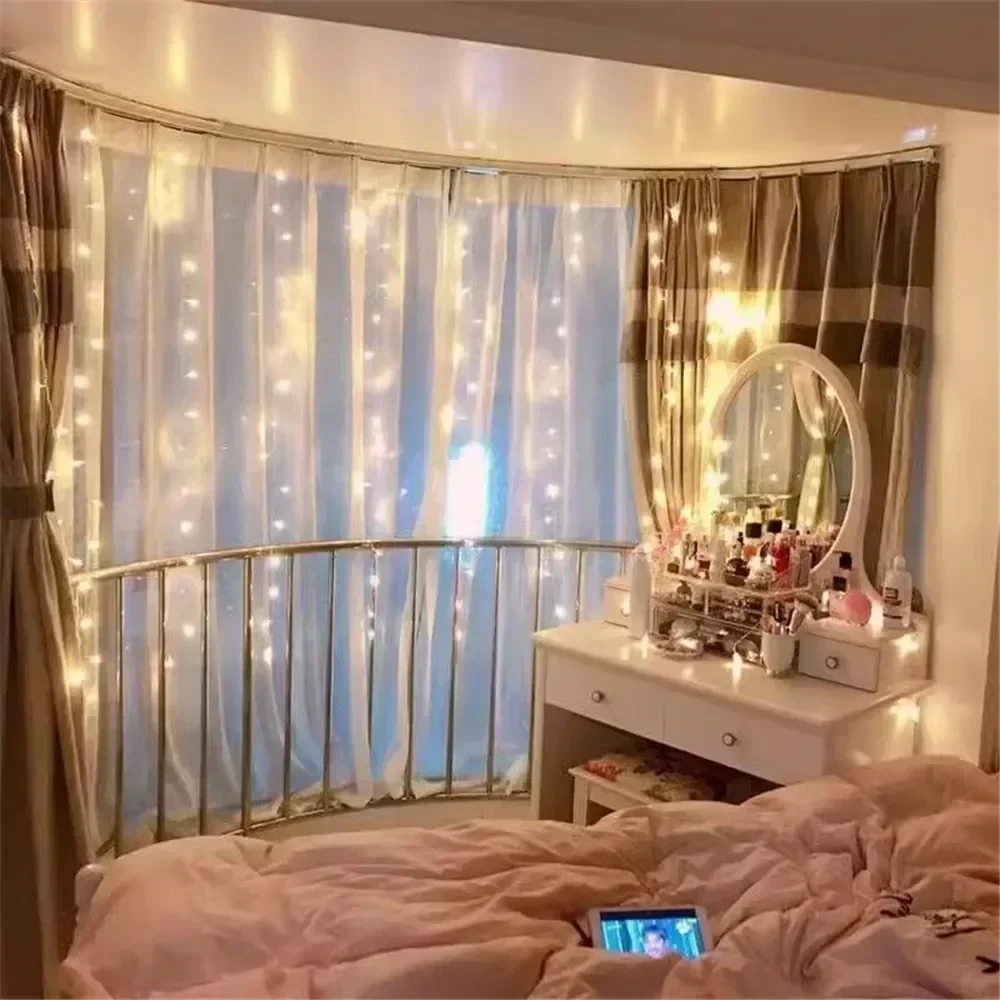 Christmas Decor Led Curtain Garland on The Window USB Power Fairy Lights Festoon with Remote New Year 2026 Garland Led Lights