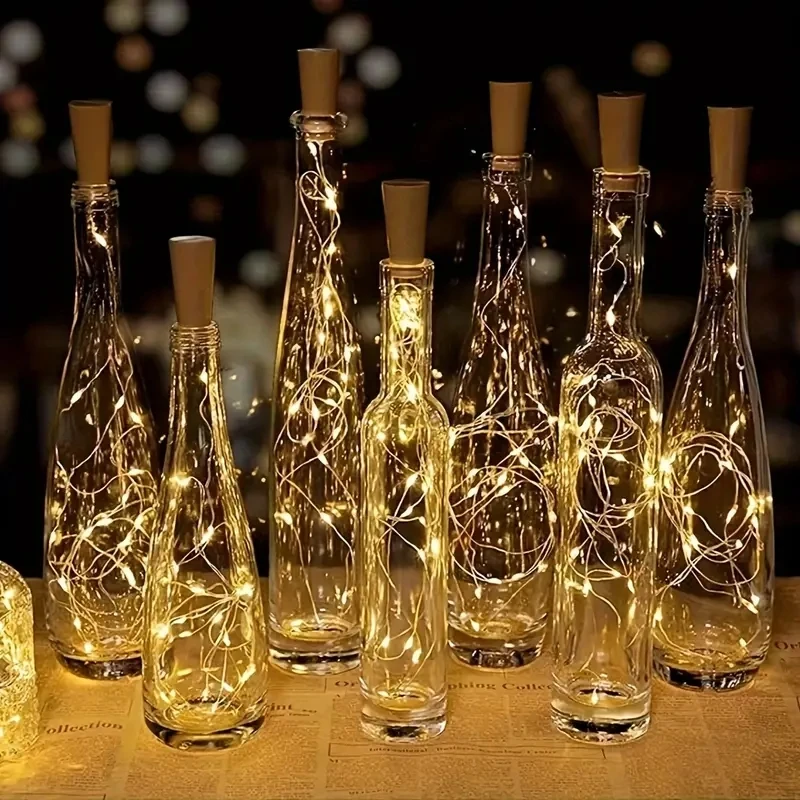 1PC 20 LED Wine Bottle Cork Copper Wire String Lights 2M Battery Powered Fairy Lights Christmas Valintine DIY Decoration