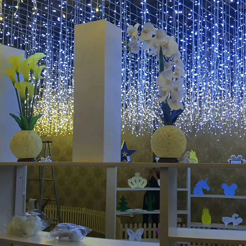 Christmas Outdoor Lights 20m Street Garland Winter Led Icicle Curtain Lights for House New Year and Christmas Decoration 2024