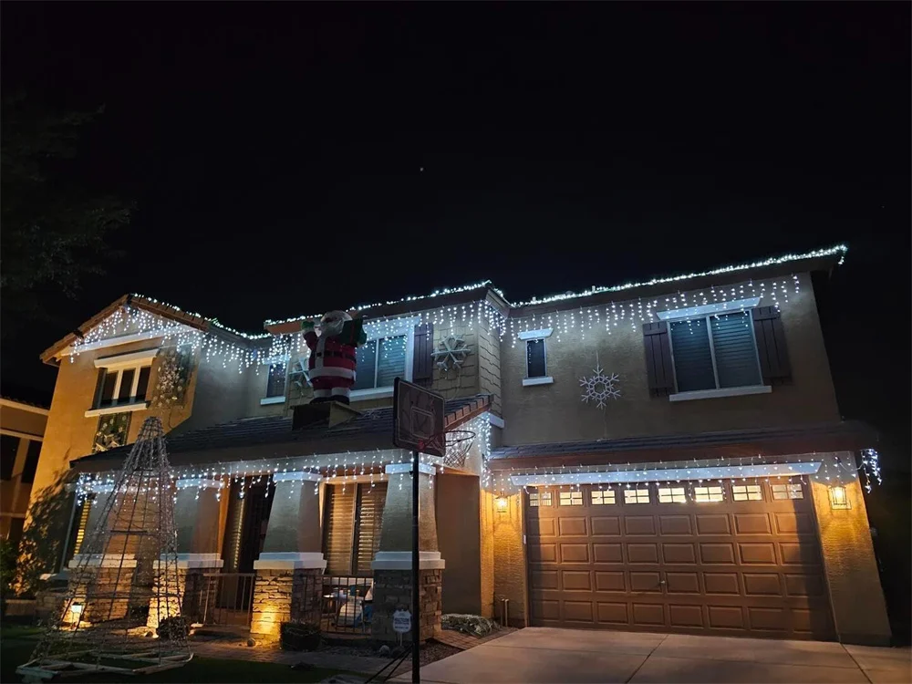 Christmas Outdoor Lights 20m Street Garland Winter Led Icicle Curtain Lights for House New Year and Christmas Decoration 2024