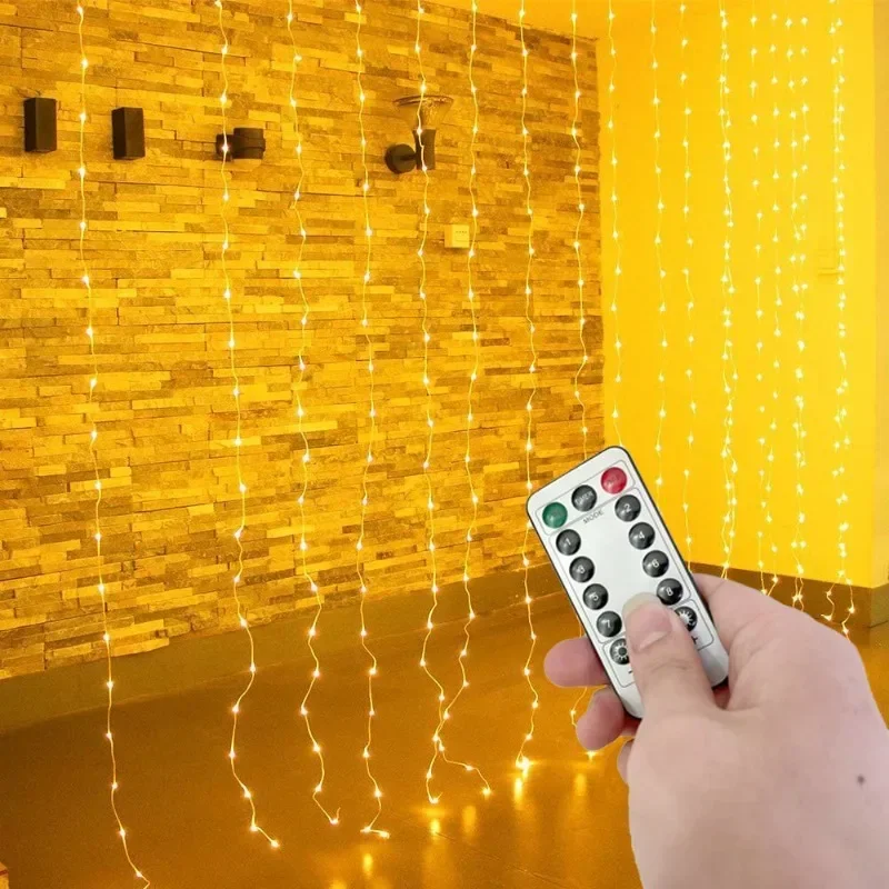 Christmas Home Decoration 3/4/6M Festoon LED Curtain Lights Fairy Garland on The Window USB 8 Modes Light String Wedding Party