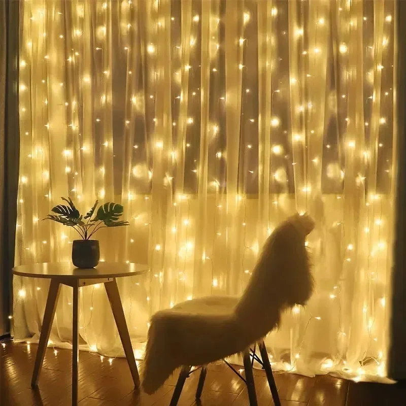 Christmas Home Decoration 3/4/6M Festoon LED Curtain Lights Fairy Garland on The Window USB 8 Modes Light String Wedding Party