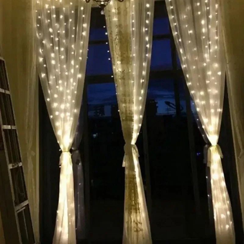 Christmas Home Decoration 3/4/6M Festoon LED Curtain Lights Fairy Garland on The Window USB 8 Modes Light String Wedding Party