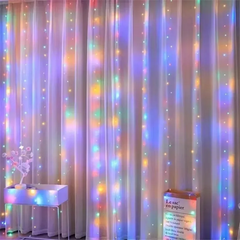 Christmas Home Decoration 3/4/6M Festoon LED Curtain Lights Fairy Garland on The Window USB 8 Modes Light String Wedding Party
