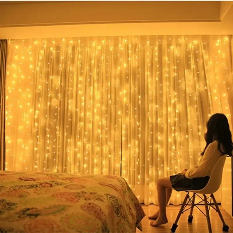 Christmas Home Decoration 3/4/6M Festoon LED Curtain Lights Fairy Garland on The Window USB 8 Modes Light String Wedding Party