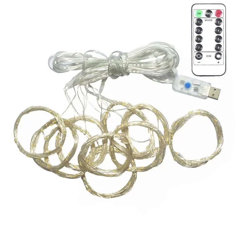 Christmas Fairy Light Party 8 Mode LED Holiday USB Curtain String Lights Birthday Decoration Garland Wedding Home Decor 3M 6M