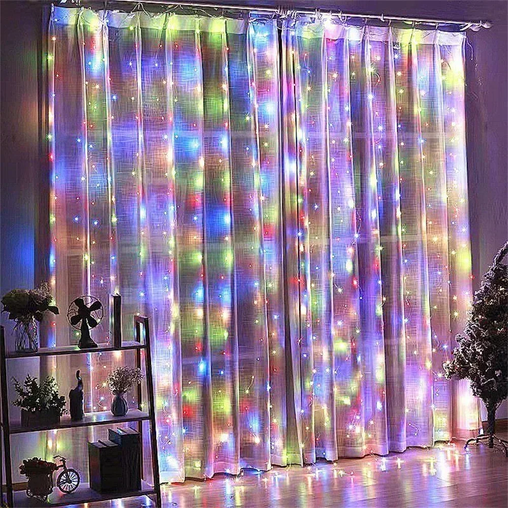 Christmas Fairy Light Party 8 Mode LED Holiday USB Curtain String Lights Birthday Decoration Garland Wedding Home Decor 3M 6M